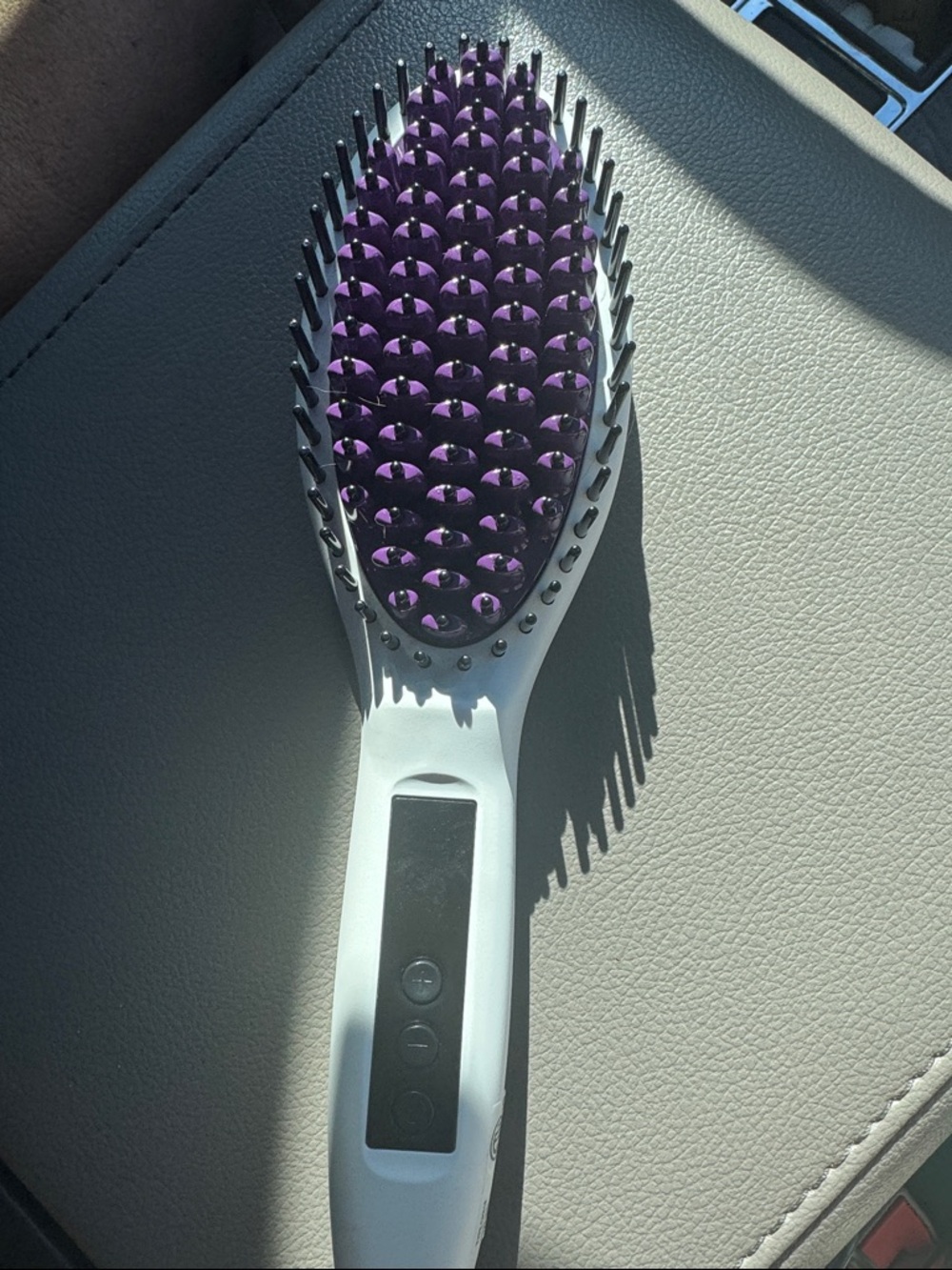 White and Purple Electric Hair Straightening Brush